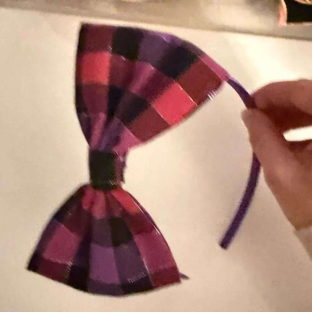 NEW Plum & Crimson Tartan Plaid Handmade Fabric Bow Headband